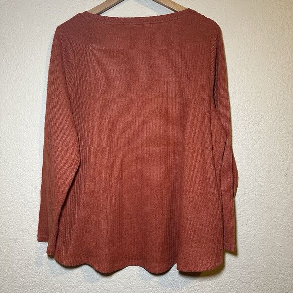 Retrology Womens 2X Sweater Rustic Orange Buttons Lightweight Layer Holiday - Picture 5 of 5